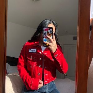 Red jean jacket